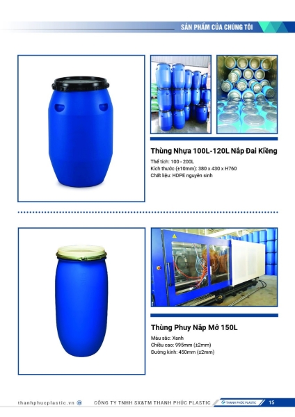 Thùng phuy nhựa 200L - Thanh Phúc Plastic - Công Ty TNHH SX & TM Thanh Phúc Plastic